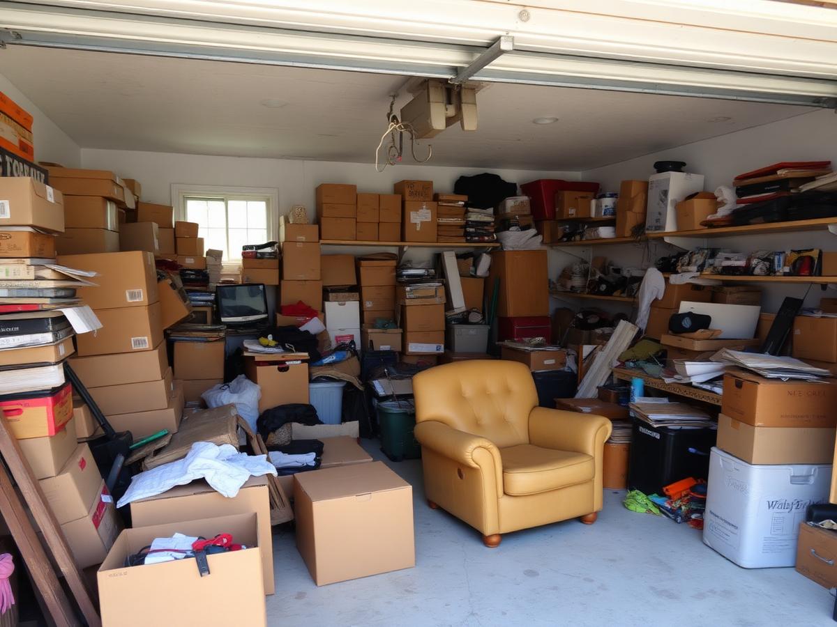 Before junk removal — cluttered garage